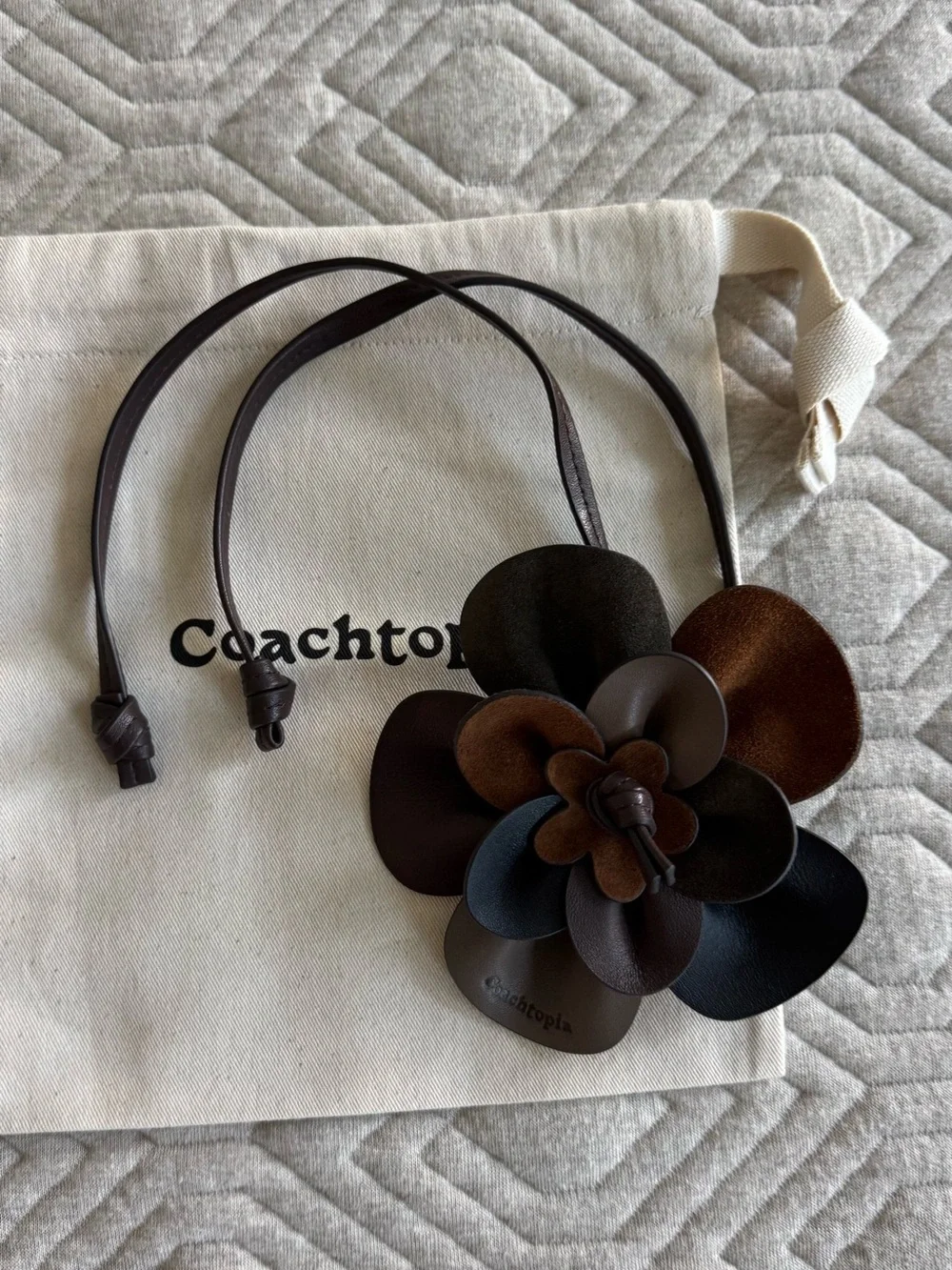 Coach Coachtopia Multi-Tone Brown & Black Leather Rose Bag Charm